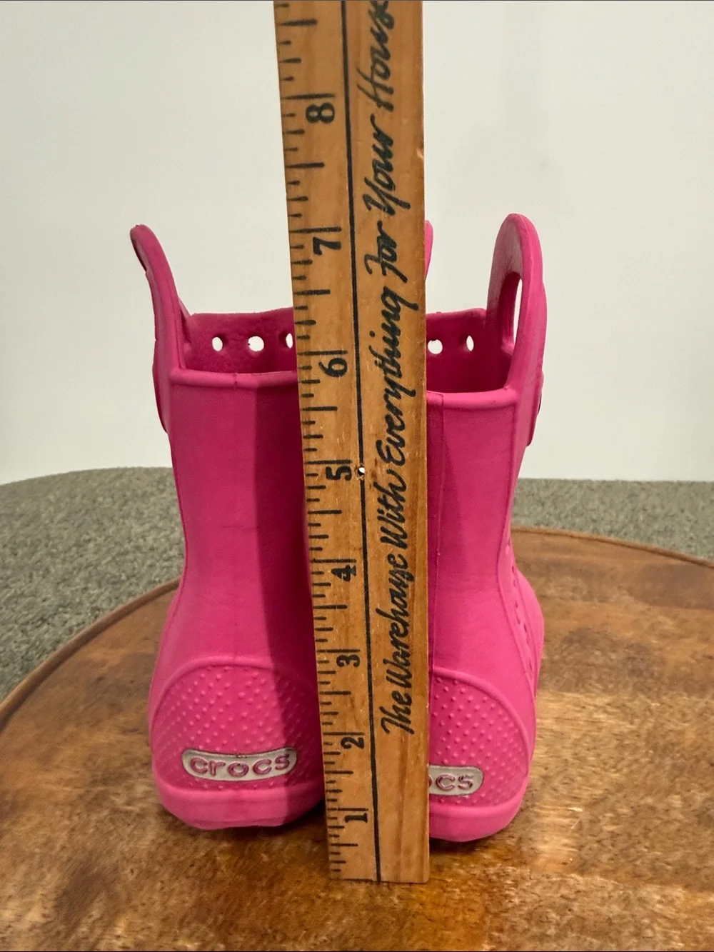 CROCS Boots Kids 8 Bright Pink Pull-On Rain Handle It Waterproof Rubber Toddler
